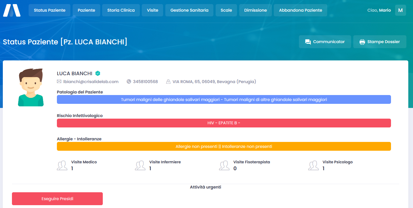Cartella e profilo paziente nell’interfaccia WebKlinic